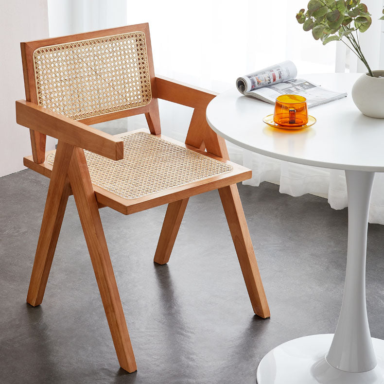 Modern Home Dining Arm Chair Rubberwood Open Back Dining Side Chair