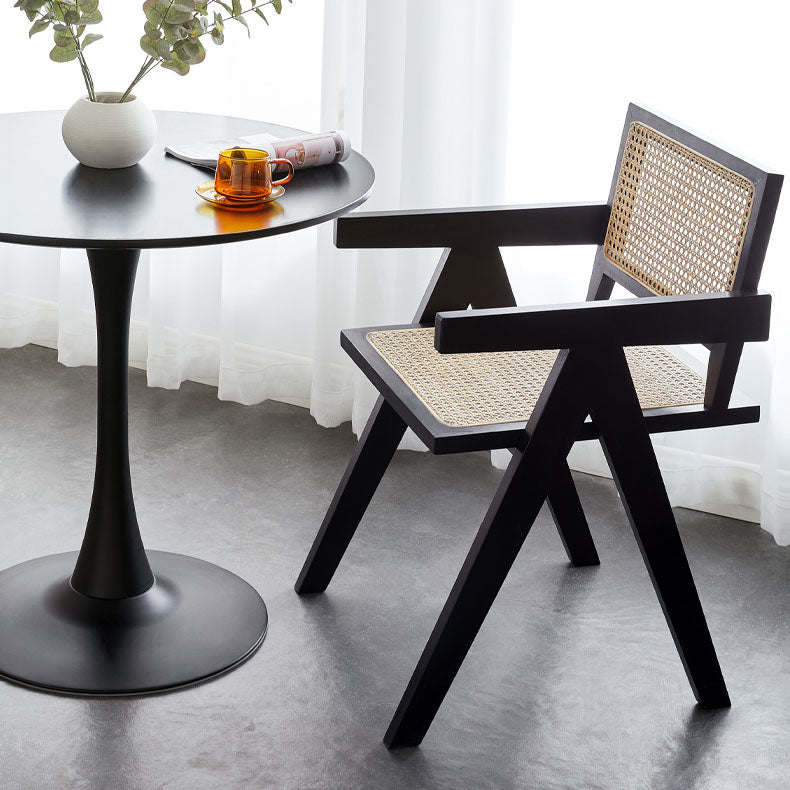 Modern Home Dining Arm Chair Rubberwood Open Back Dining Side Chair