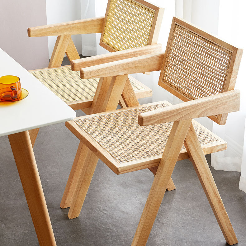 Modern Home Dining Arm Chair Rubberwood Open Back Dining Side Chair
