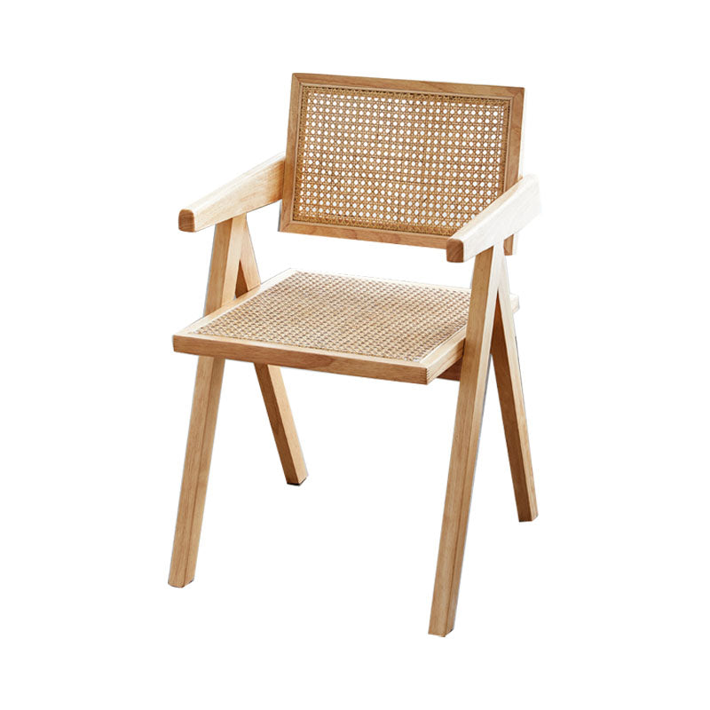 Modern Home Dining Arm Chair Rubberwood Open Back Dining Side Chair