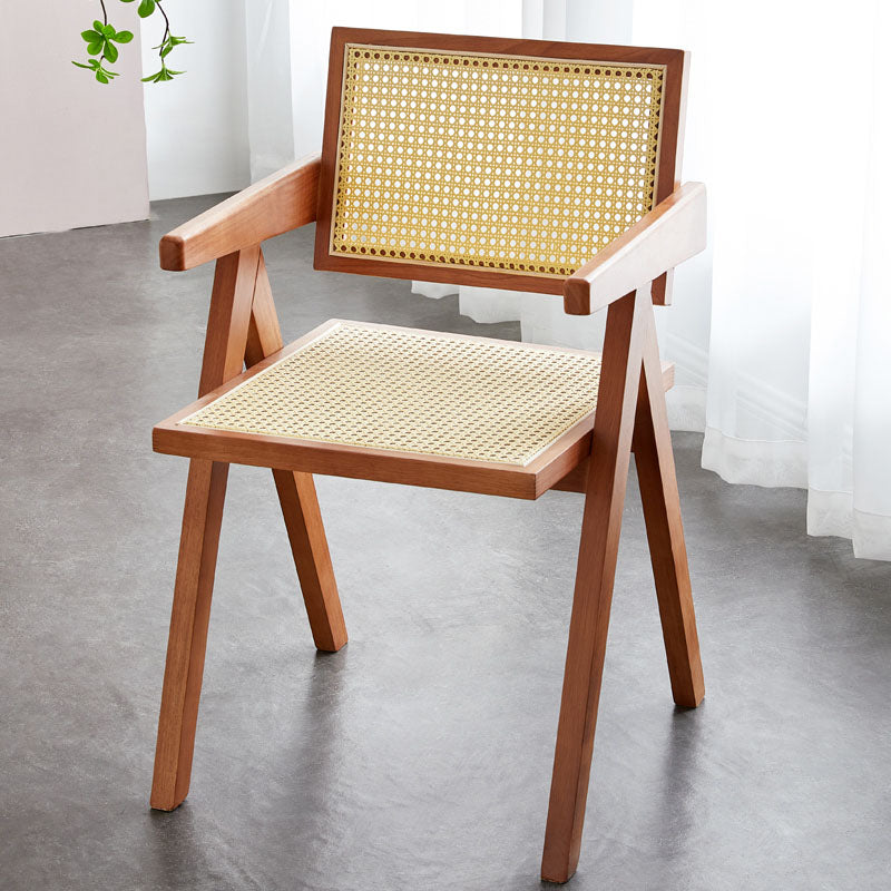 Modern Home Dining Arm Chair Rubberwood Open Back Dining Side Chair