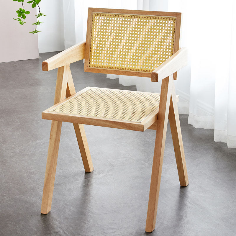 Modern Home Dining Arm Chair Rubberwood Open Back Dining Side Chair