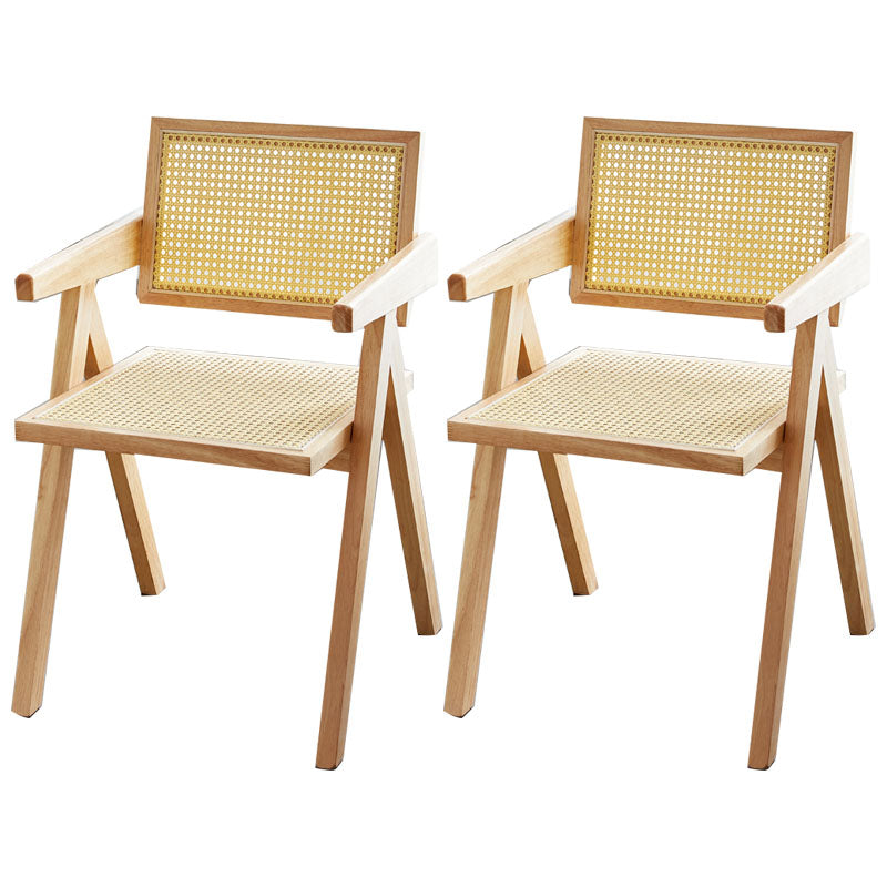 Modern Home Dining Arm Chair Rubberwood Open Back Dining Side Chair