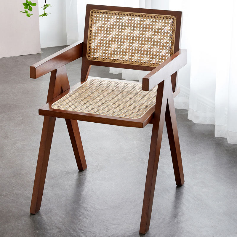 Modern Home Dining Arm Chair Rubberwood Open Back Dining Side Chair