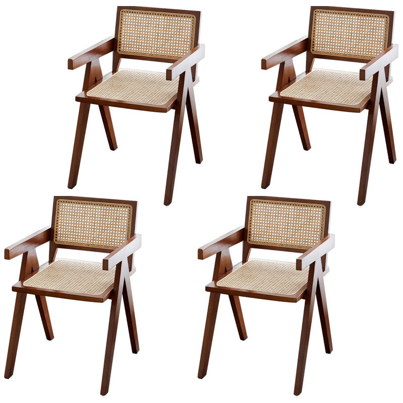 Modern Home Dining Arm Chair Rubberwood Open Back Dining Side Chair