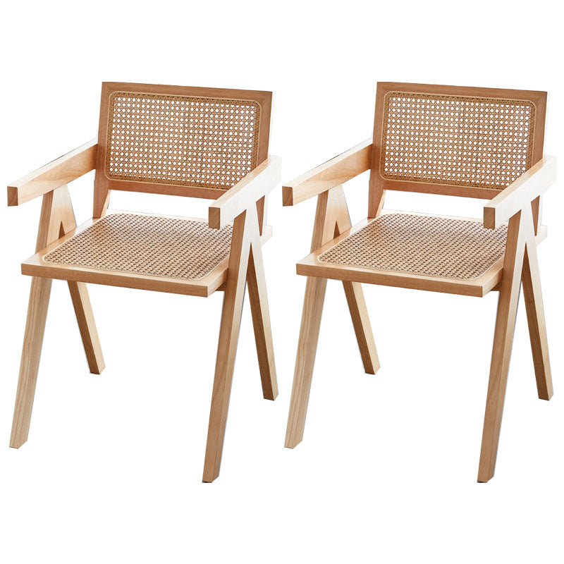 Modern Home Dining Arm Chair Rubberwood Open Back Dining Side Chair