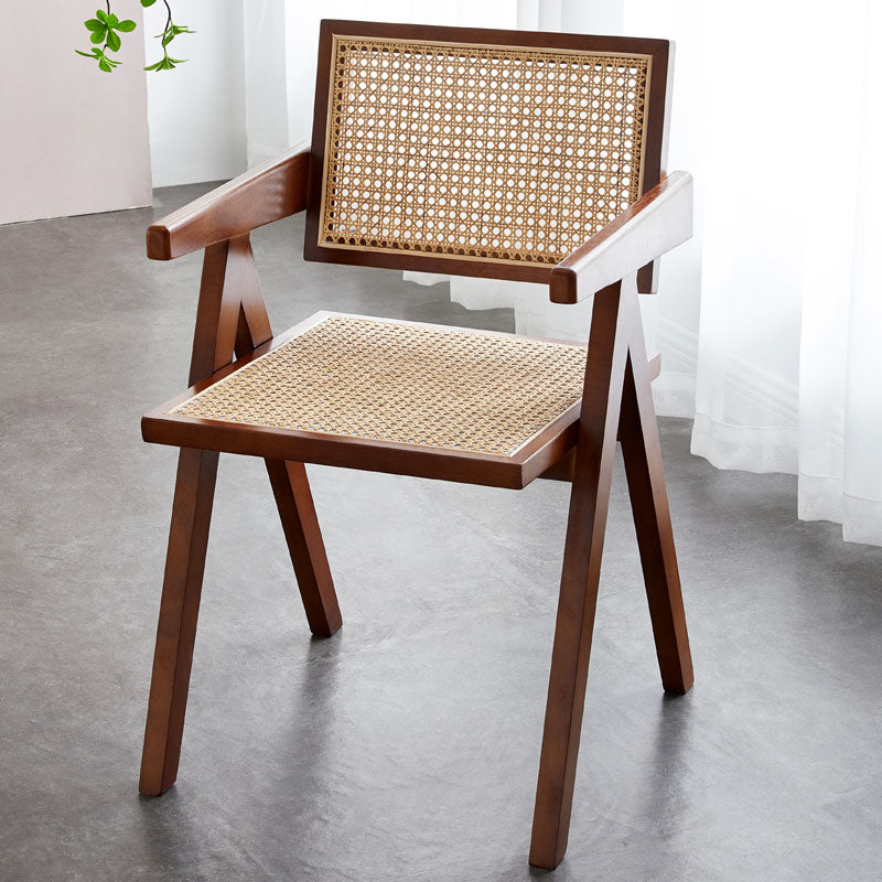 Modern Home Dining Arm Chair Rubberwood Open Back Dining Side Chair