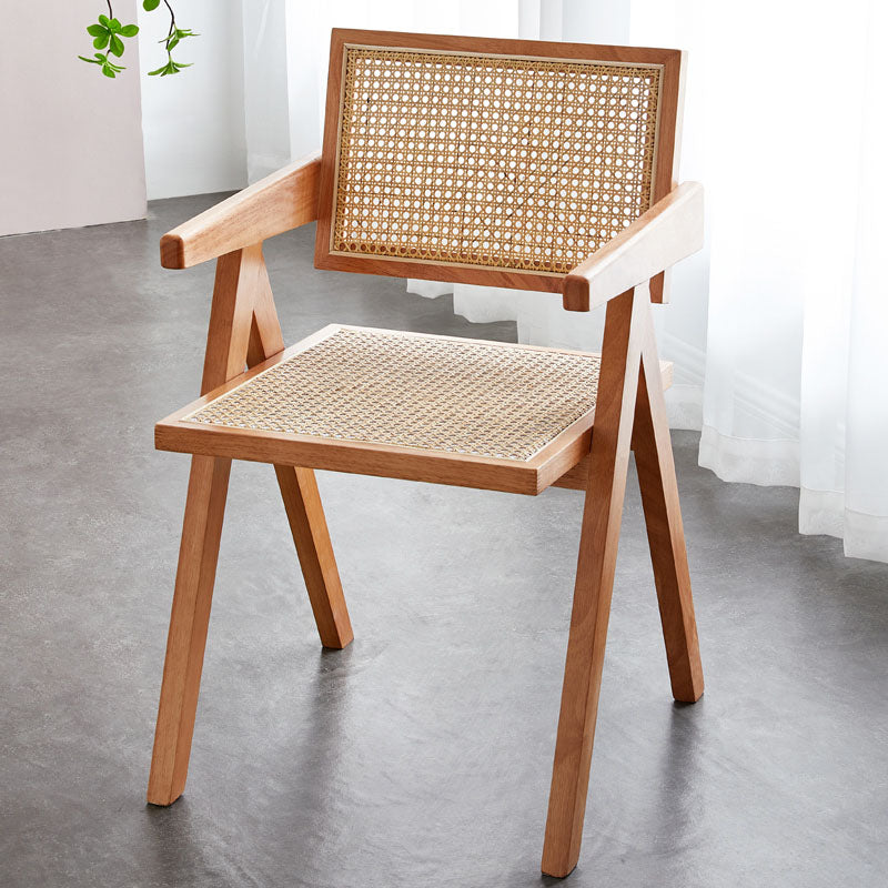 Modern Home Dining Arm Chair Rubberwood Open Back Dining Side Chair