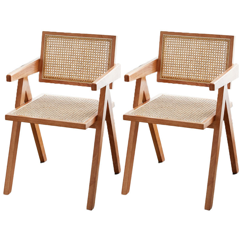 Modern Home Dining Arm Chair Rubberwood Open Back Dining Side Chair