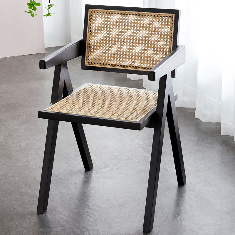 Modern Home Dining Arm Chair Rubberwood Open Back Dining Side Chair