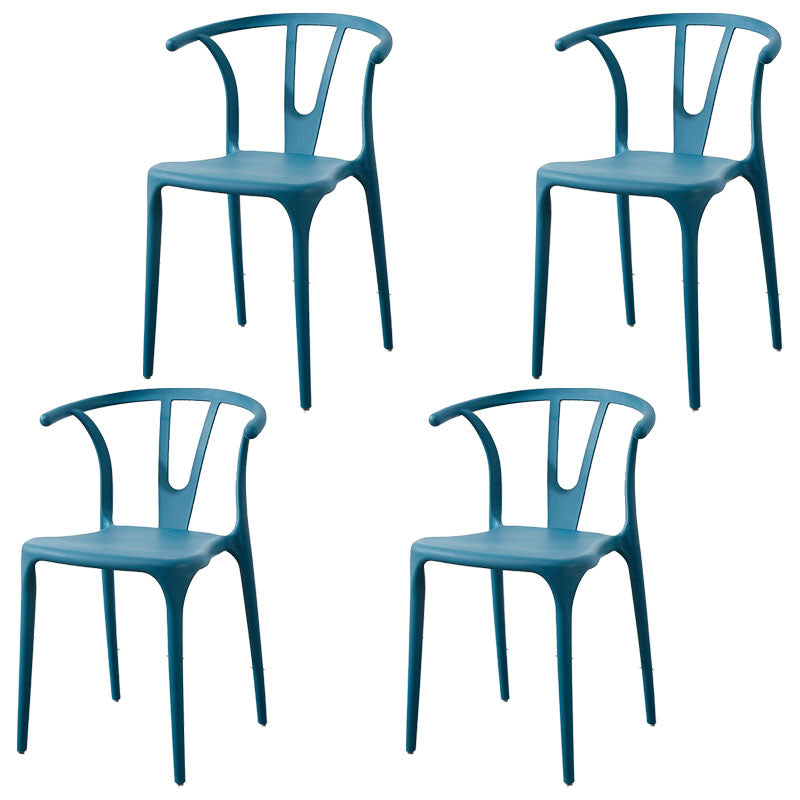 Contemporary Plastic Kitchen and Dining Room Chair Slat Back Side Chair