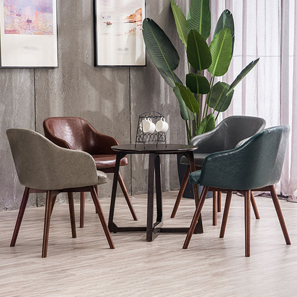Modern Style Wood Arm Chair Upholstered Fabric Dining Side Chair 19.6"x19.6"x29.9"