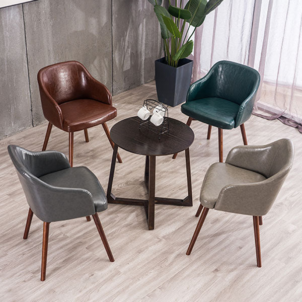 Modern Style Wood Arm Chair Upholstered Fabric Dining Side Chair 19.6"x19.6"x29.9"