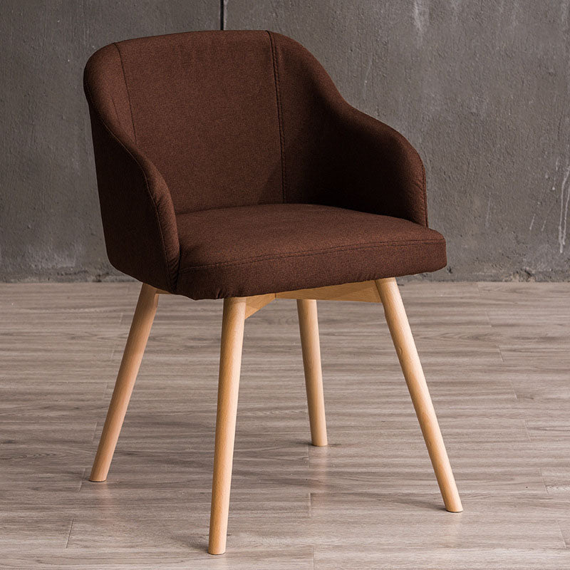 Modern Style Wood Arm Chair Upholstered Fabric Dining Side Chair 19.6"x19.6"x29.9"