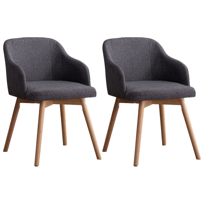 Modern Style Wood Arm Chair Upholstered Fabric Dining Side Chair 19.6"x19.6"x29.9"