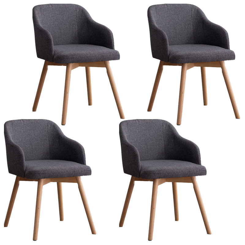 Modern Style Wood Arm Chair Upholstered Fabric Dining Side Chair 19.6"x19.6"x29.9"