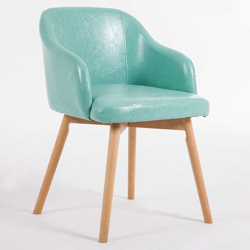 Modern Style Wood Arm Chair Upholstered Fabric Dining Side Chair 19.6"x19.6"x29.9"