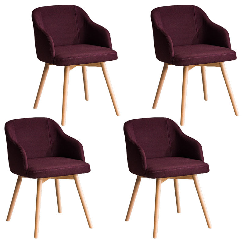 Modern Style Wood Arm Chair Upholstered Fabric Dining Side Chair 19.6"x19.6"x29.9"