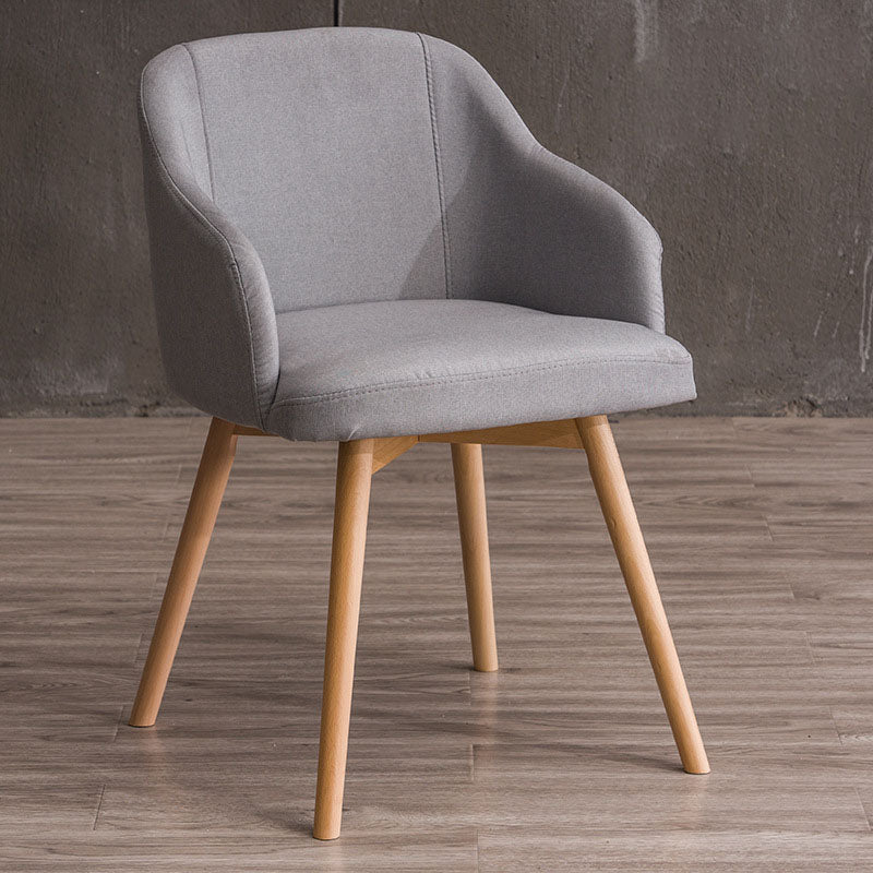 Modern Style Wood Arm Chair Upholstered Fabric Dining Side Chair 19.6"x19.6"x29.9"