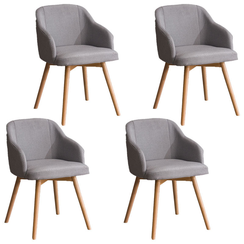 Modern Style Wood Arm Chair Upholstered Fabric Dining Side Chair 19.6"x19.6"x29.9"