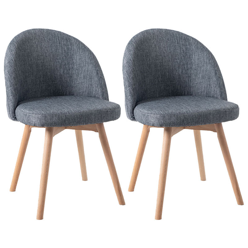 Modern Style Wood Chair Upholstered Fabric Dining Side Chair (Set of 2)