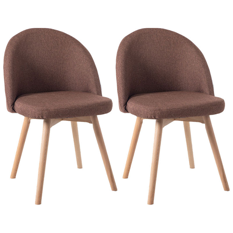 Modern Style Wood Chair Upholstered Fabric Dining Side Chair (Set of 2)