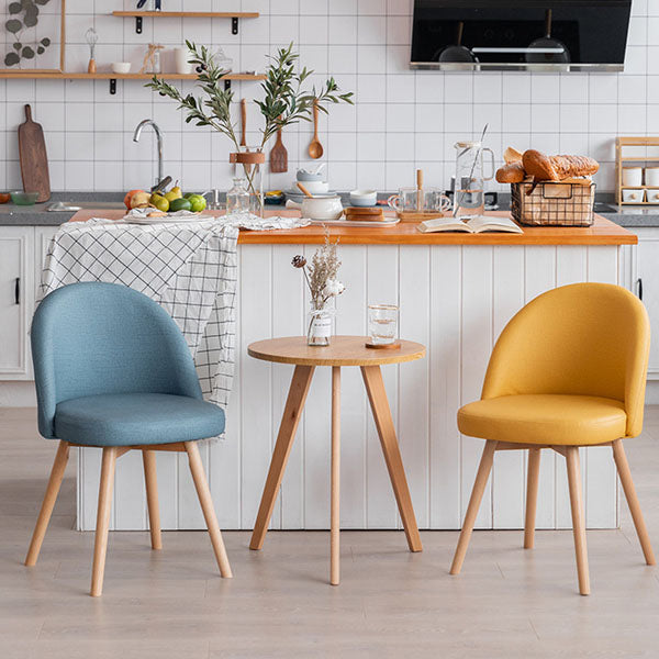 Modern Style Wood Chair Upholstered Fabric Dining Side Chair (Set of 2)