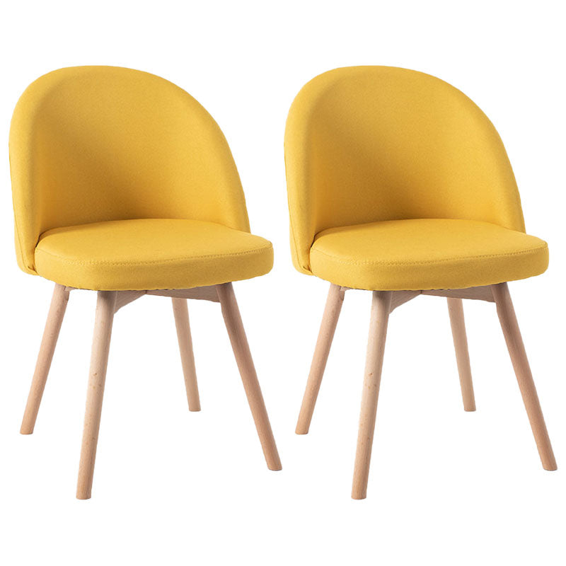 Modern Style Wood Chair Upholstered Fabric Dining Side Chair (Set of 2)