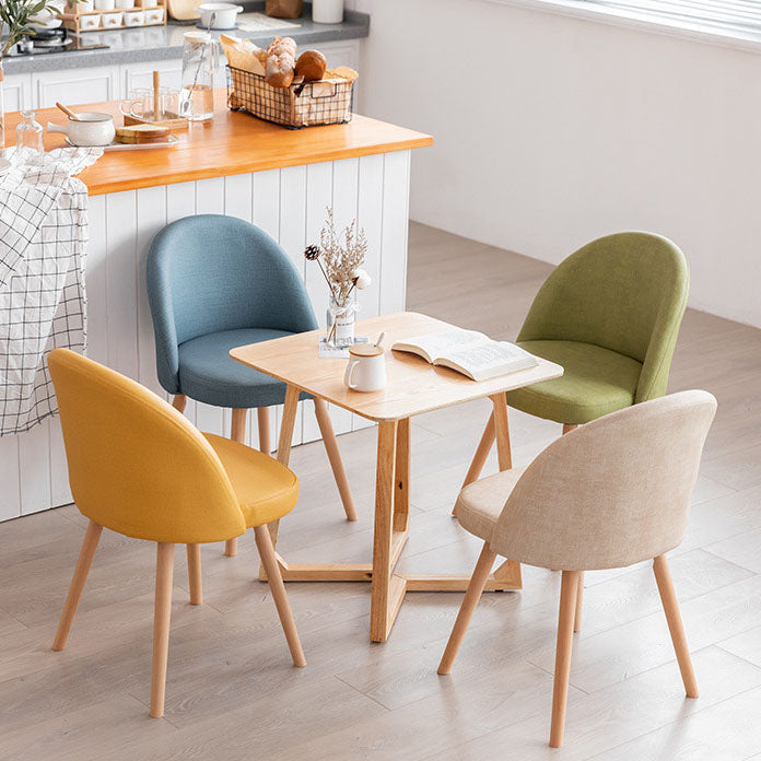 Modern Style Wood Chair Upholstered Fabric Dining Side Chair (Set of 2)