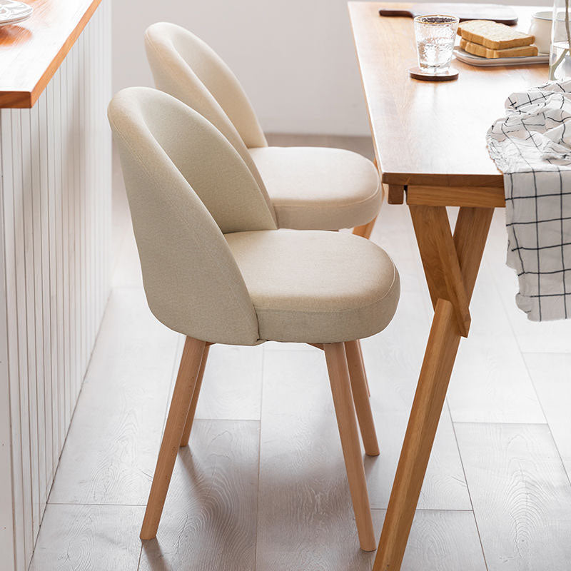 Modern Style Wood Chair Upholstered Fabric Dining Side Chair (Set of 2)