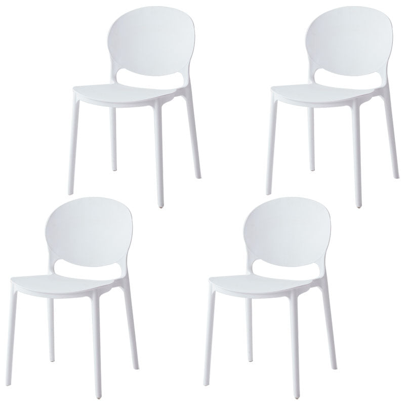 Modern Style Stackable Plastic Chair Open Back Dining Side Chair (Set of 4)