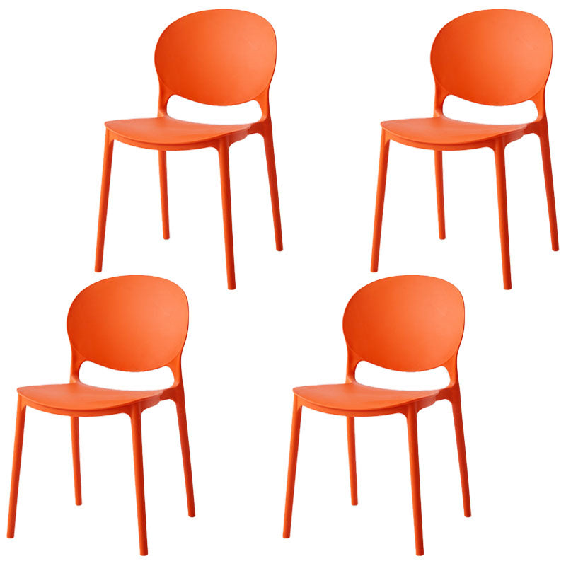 Modern Style Stackable Plastic Chair Open Back Dining Side Chair (Set of 4)