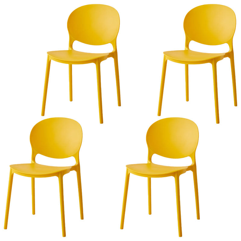 Modern Style Stackable Plastic Chair Open Back Dining Side Chair (Set of 4)