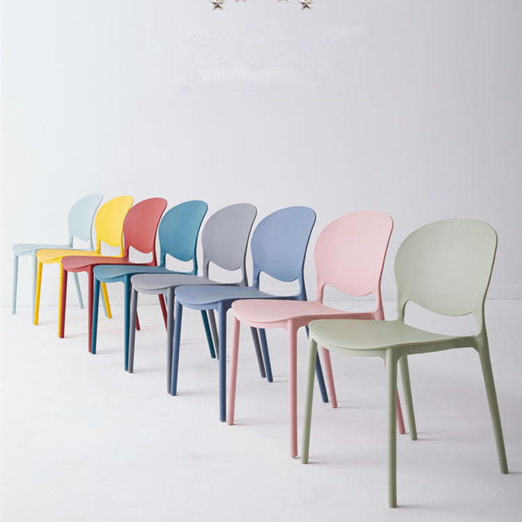 Modern Style Stackable Plastic Chair Open Back Dining Side Chair (Set of 4)