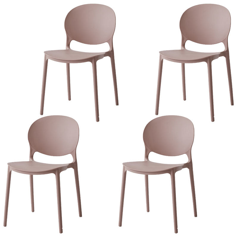 Modern Style Stackable Plastic Chair Open Back Dining Side Chair (Set of 4)