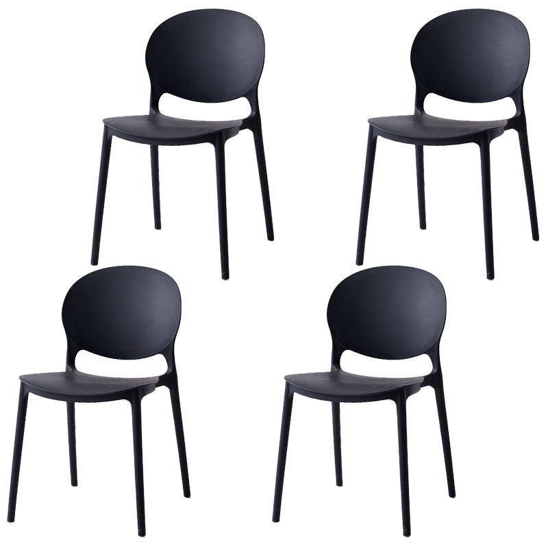 Modern Style Stackable Plastic Chair Open Back Dining Side Chair (Set of 4)