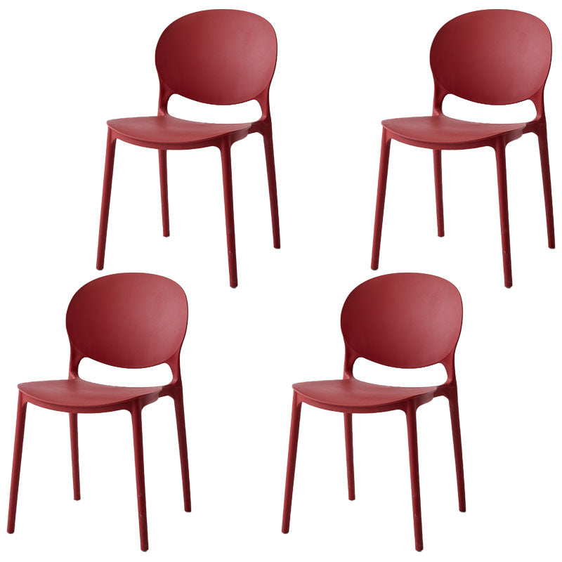 Modern Style Stackable Plastic Chair Open Back Dining Side Chair (Set of 4)