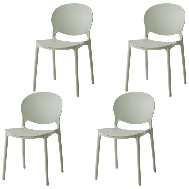 Modern Style Stackable Plastic Chair Open Back Dining Side Chair (Set of 4)