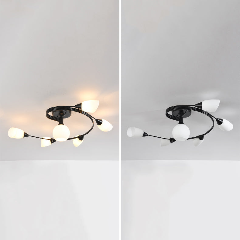 Schattiertes Wohnzimmer halb Flush Deckenleuchte Einfachheit Glasdecke Flush Mount