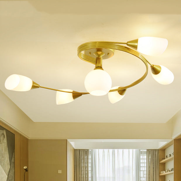 Schattiertes Wohnzimmer halb Flush Deckenleuchte Einfachheit Glasdecke Flush Mount