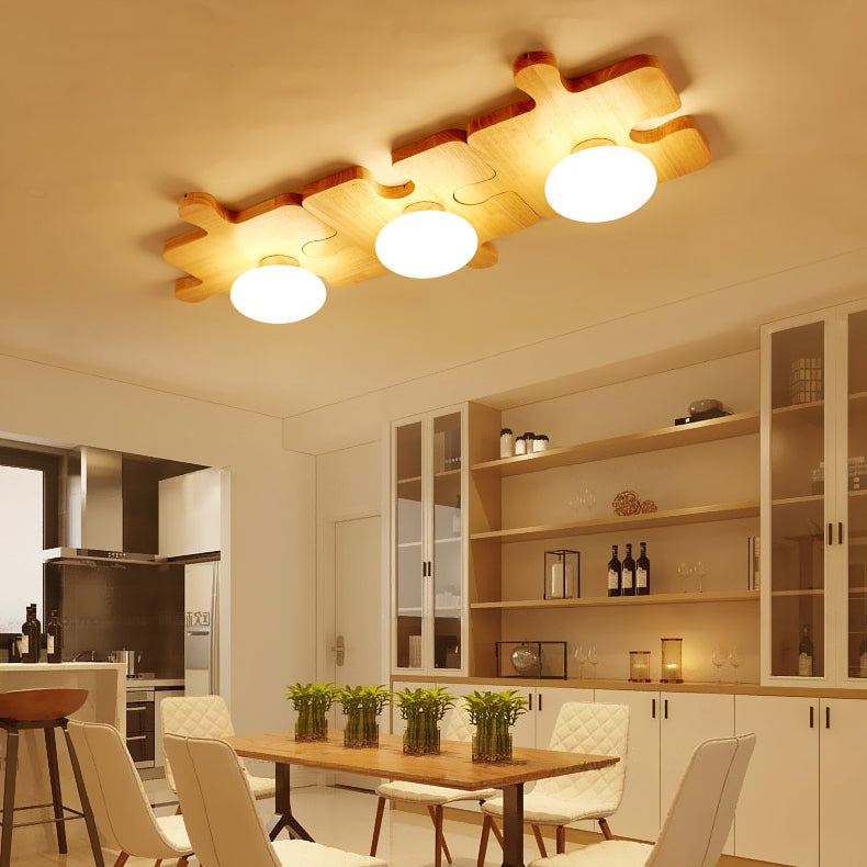 Luz moderna de techo montado en el techo Luz de techo de madera nórdica