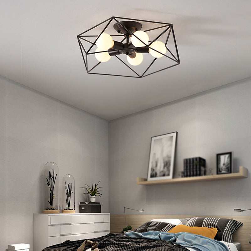 Metalen geometrische schaduw spoel plafondlicht industrieel multi lights plafondlamp armatuur