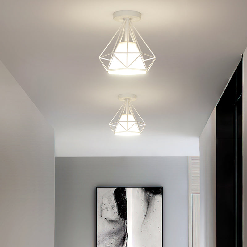 Metalen geometrische schaduw spoel plafondlicht industrieel 1 licht spoelbevestiging in het wit