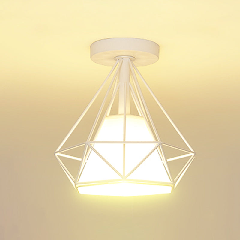 Metalen geometrische schaduw spoel plafondlicht industrieel 1 licht spoelbevestiging in het wit