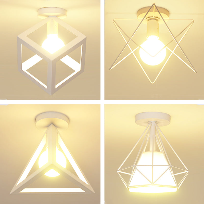 Metalen geometrische schaduw spoel plafondlicht industrieel 1 licht spoelbevestiging in het wit