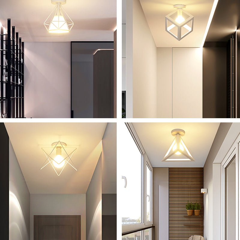 Metalen geometrische schaduw spoel plafondlicht industrieel 1 licht spoelbevestiging in het wit