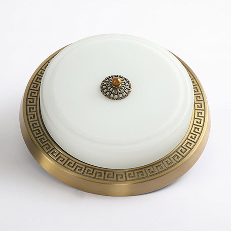 1-Light Round Flush Mount Light Modern Style Glass Flush Ceiling Lights