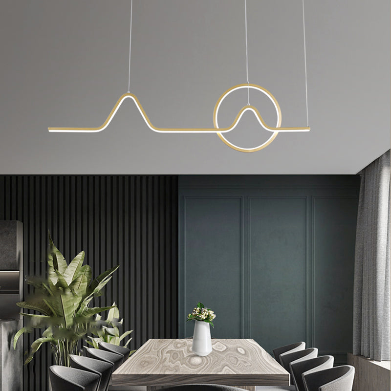 Éclairage d'île en métal moderne en forme d'île de forme linéaire