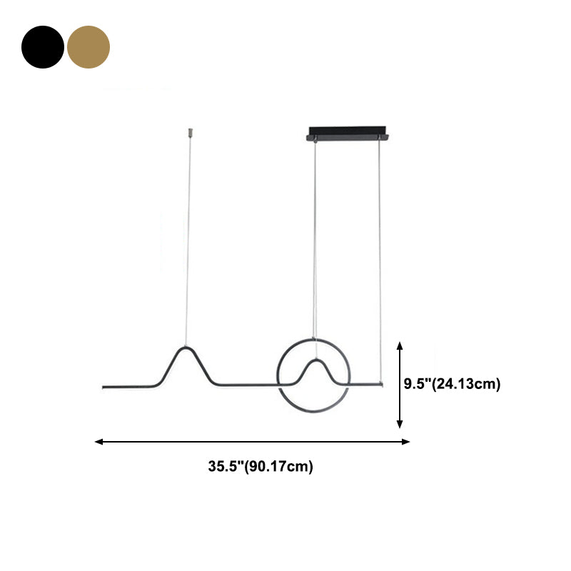 Éclairage d'île en métal moderne en forme d'île de forme linéaire