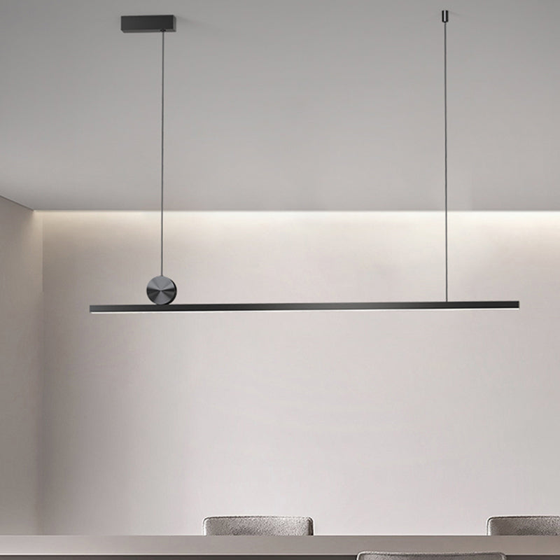 Style moderne linéaire îlot Light Metal 1-Light Island Éclairage en noir